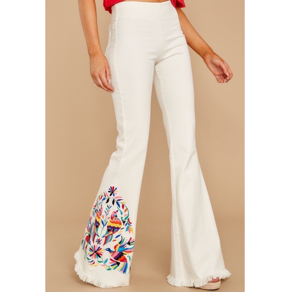 EUC Judith March Embroidered Bell Bottoms